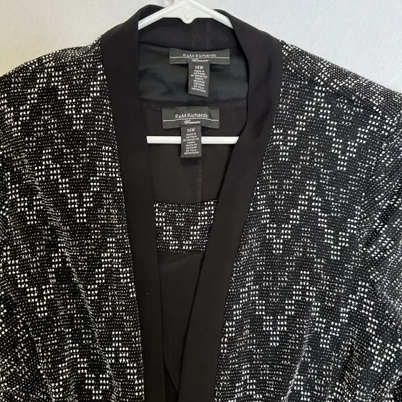 R&M Richards Women's Black Sleeveless Dress & Jacket Black Glitter Size 14W - Picture 7 of 8